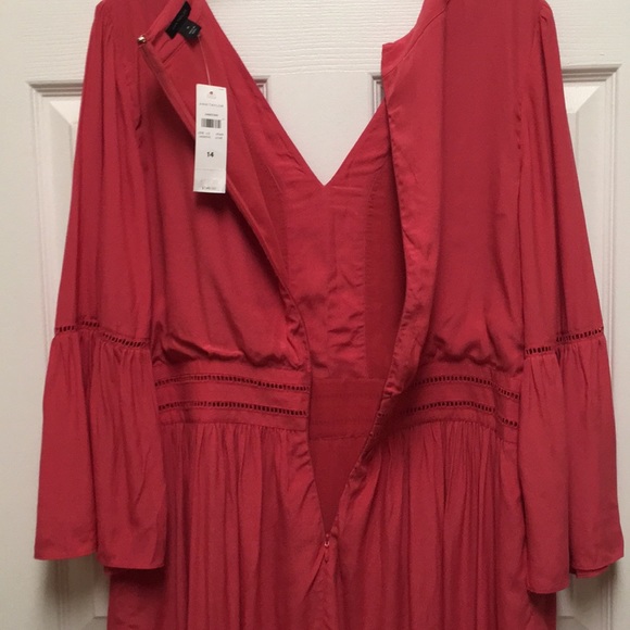 Cutout Flare Sleeve Dress 👗,Size-14,Red/Coral - Picture 5 of 8